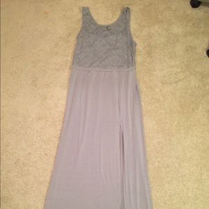 Gray Lacy/Cotton Maxi with Slit on left front leg